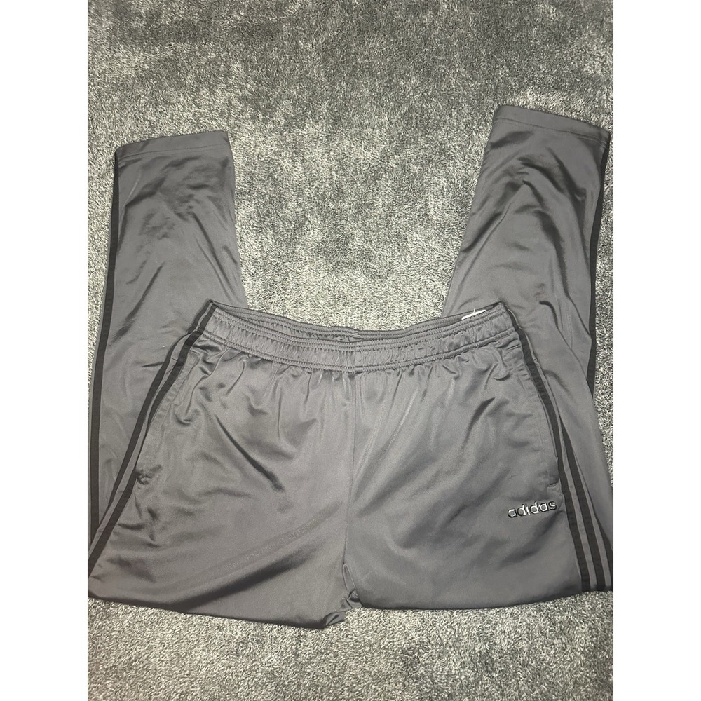 Adidas Mens Large Gray Black 3 Stripe Track Pants Athletic Soccer Jogger 2019
